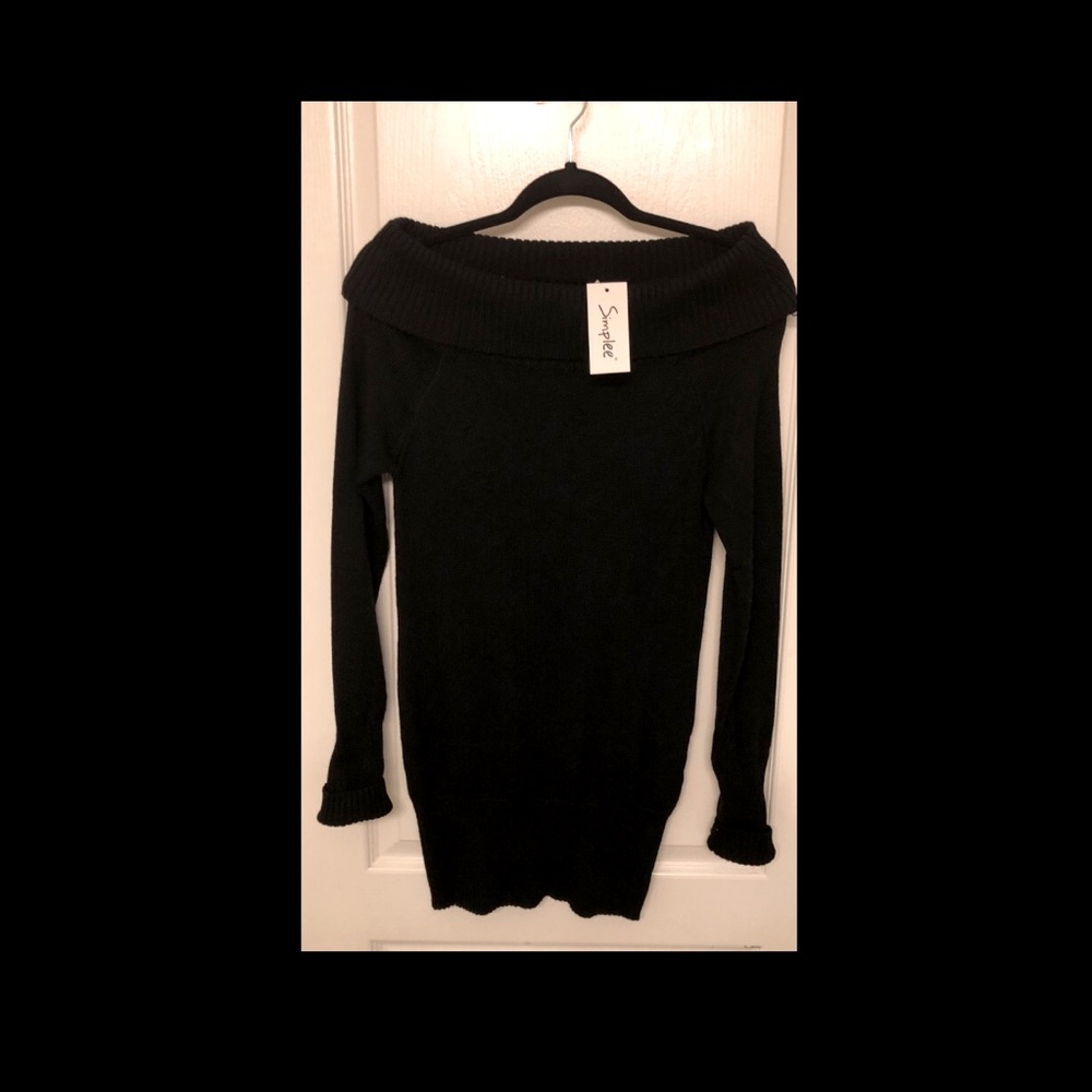 Off the Shoulder Sweater Dress Black XS/S